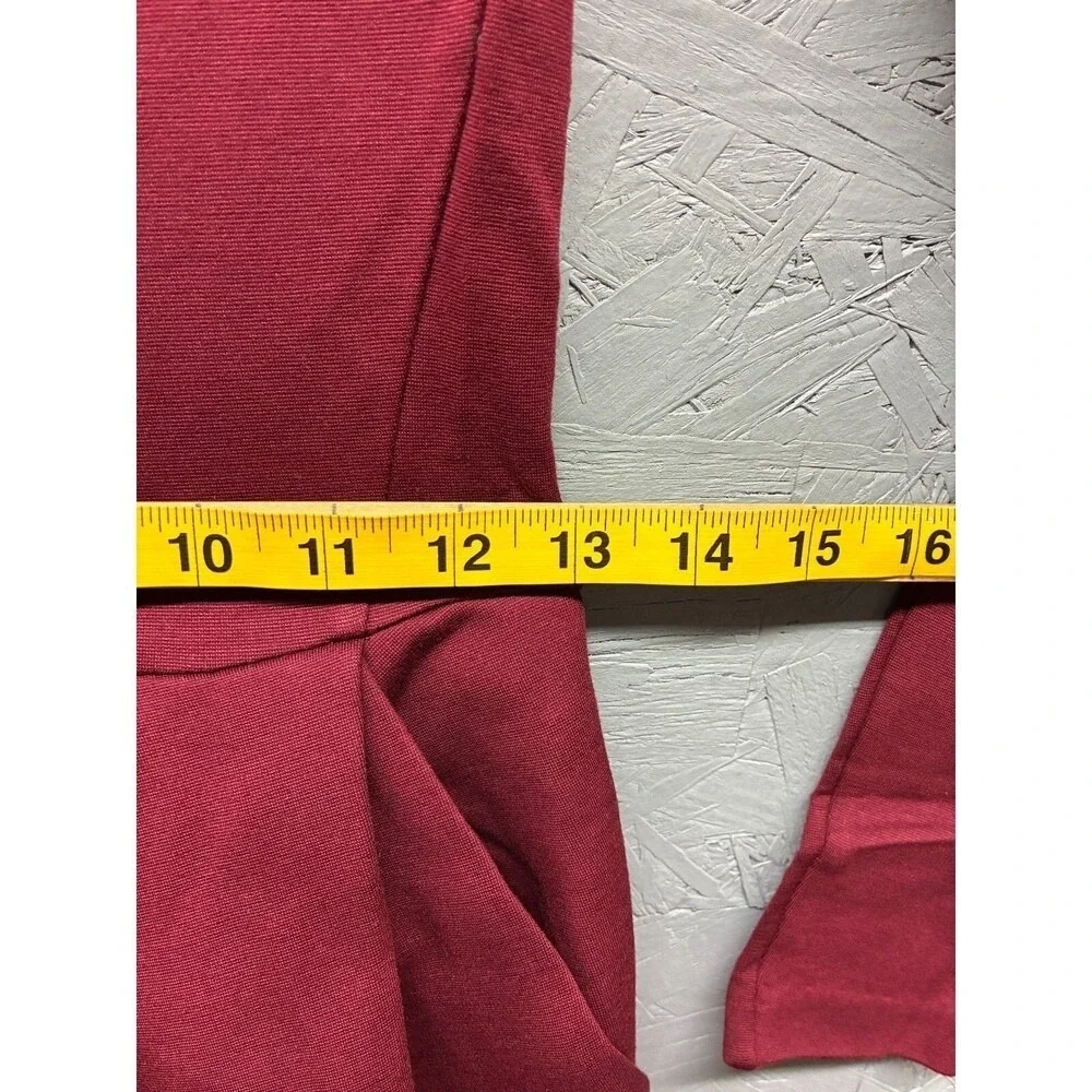 Wilfred Aritzia Pleated Fit Flare Mini Dress Womens 2 Burgundy Red Long Sleeve